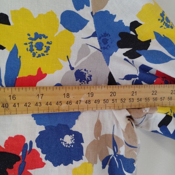 JONES NEW YORK WOMEN'S linen button down long sleeve shirt poppy floral print L - Picture 4 of 6